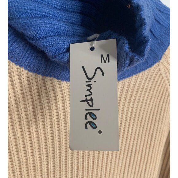 SIMPLEE Multicolor Striped Mock-Neck Women's Tunic Sweater NWT Size Medium - Picture 4 of 8